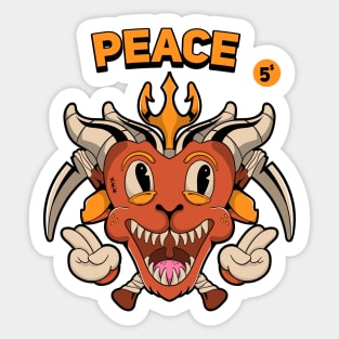 Peace Demon Character Monster Sticker